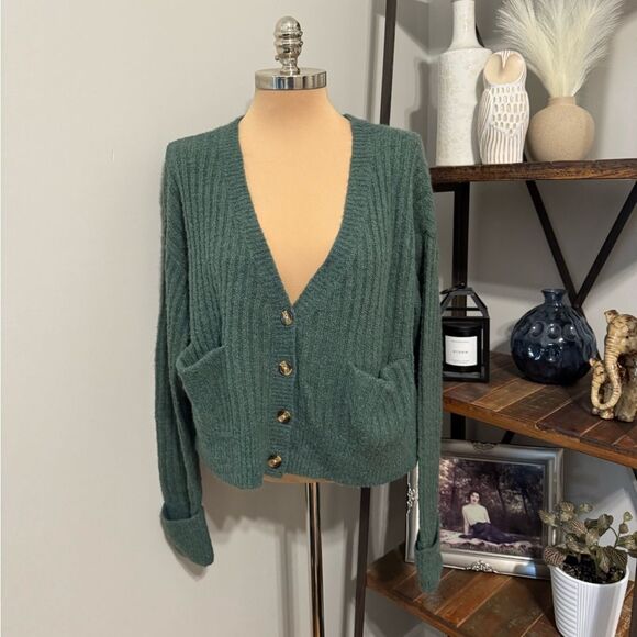 Lovers & Friends 'Caroline' Green Cardigan Women’s Size MED Wool Blend - Picture 2 of 10
